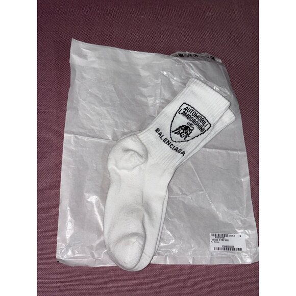 Balenciaga Lamborghini Socks in White & Black Small Unisex - Picture 3 of 7